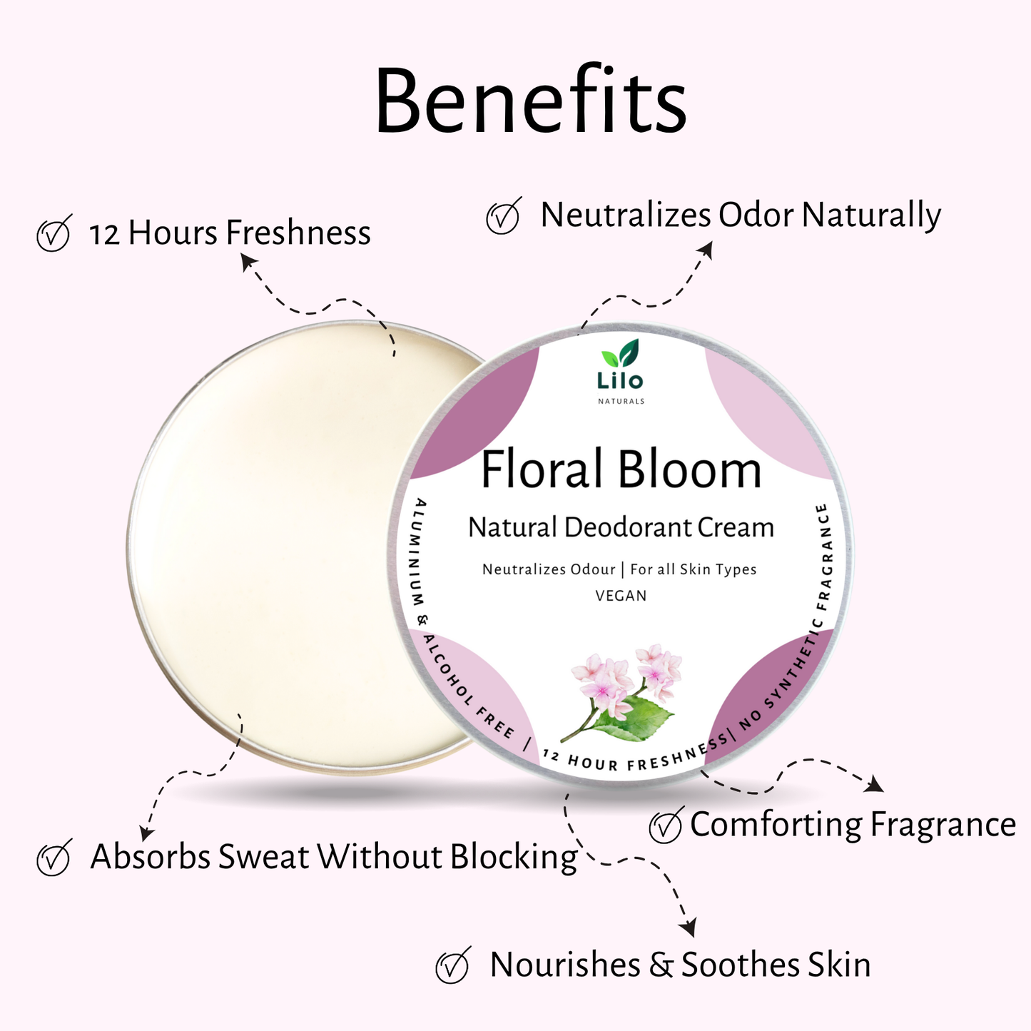 Natural Deodorant Cream | Floral Bloom | Enriched with Shea Butter, Mango Butter, Jojoba & Almond Oil
