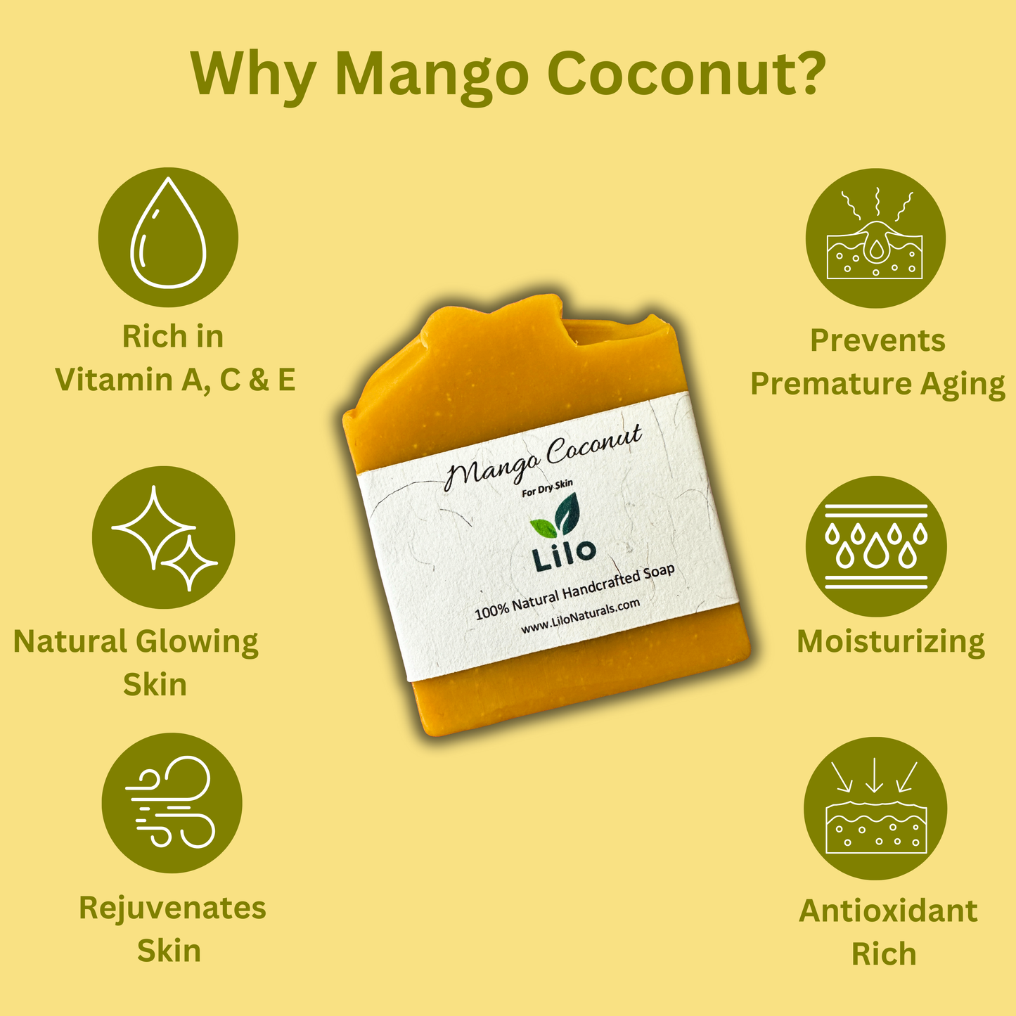 Mango Coconut | For Dry Skin | Mango Seed Butter | Fresh A2 Cow Milk | Organic Annatto seed | Lemon | Lavender | Cold Pressed Coconut Oil
