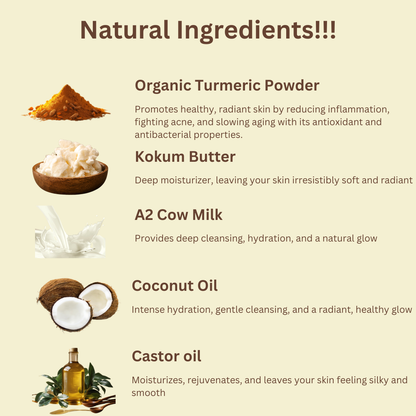 Turmeric Kokum | For Dry Skin | Organic Turmeric Powder | Kokum Butter | Fresh A2 Cow Milk | Coconut Oil | Lavender