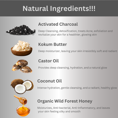 Activated Charcoal | For Oily Skin | Activated Charcoal | Organic Wild Forest Honey | Kokum Butter | Cold Pressed Coconut Oil