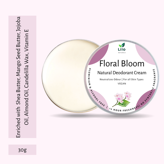 Natural Deodorant Cream | Floral  Bloom | Enriched with Shea Butter, Mango Butter, Jojoba & Almond Oil