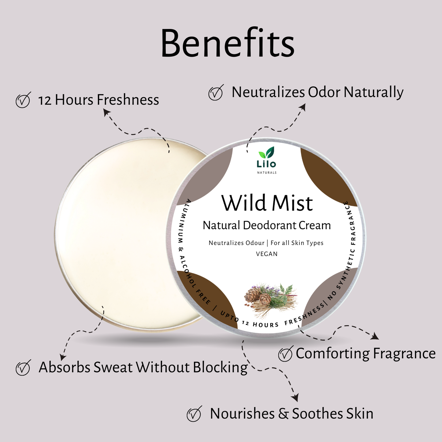 Natural Deodorant Cream | Wild Mist | Enriched with Shea Butter, Mango Butter, Jojoba & Almond Oil