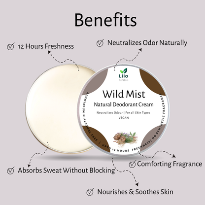 Natural Deodorant Cream | Wild Mist | Enriched with Shea Butter, Mango Butter, Jojoba & Almond Oil