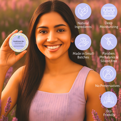 Solid Conditioner Bar for Dry & Frizzy Hair | Enriched with Shea Butter, Jojoba & Broccoli Seed Oil |