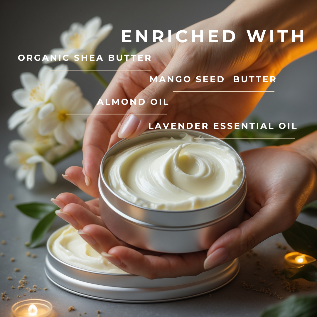 Shea Almond Whipped Body Butter | Deep Long-lasting Hydration Leaves Skin Feeling Soft & Moisturized | All Natural Ingredients | No Preservatives | No Chemicals | 48 HR Moisture | 100 ml