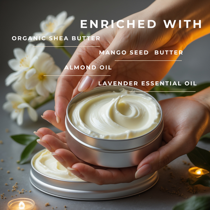 Shea Almond Whipped Body Butter | Deep Long-lasting Hydration Leaves Skin Feeling Soft & Moisturized | All Natural Ingredients | No Preservatives | No Chemicals | 48 HR Moisture | 100 ml